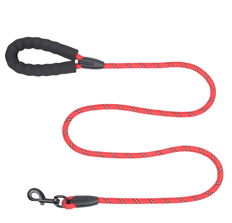 Pet Reflective Nylon Leash Explosion-Proof Flush Dog 1.5M Round Rope Foam Handle