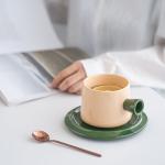 Ceramic Tea Cups And Saucer Sets With Custom Colors Glazed For Restaurant Coffee