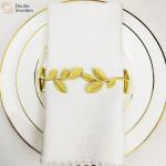 Table Leaf Napkin Rings , Metal Gold Napkin Rings For Wedding Party Dinner