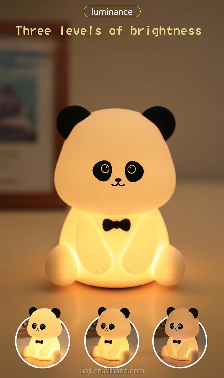 Cute Animal USB Rechargeable Baby Lamps Silicone Panda LED Night Light for Kids Night Lights