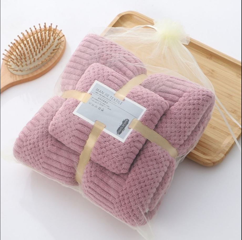 Custom Microfiber Quick Dry Plush Coral Fleece Soft Towel Set Hotel Bath Towels 250gsm