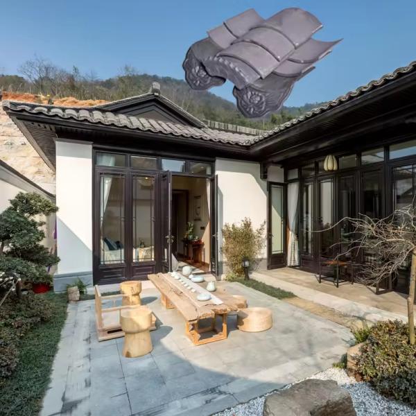Traditional Chinese Grey Clay Roof Tile Accessory For Temple Courtyard Building