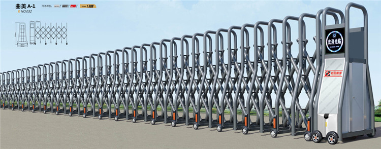 Electric Motorized Retractable Fence Gate Accordion Doors Stainless Steel Exterior