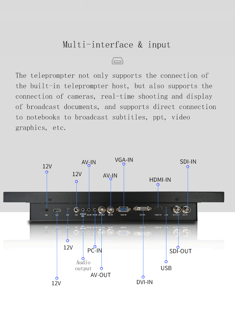 17 Inch Multi Language Support Conference Meeting Teleprompter with Built-in Prompter