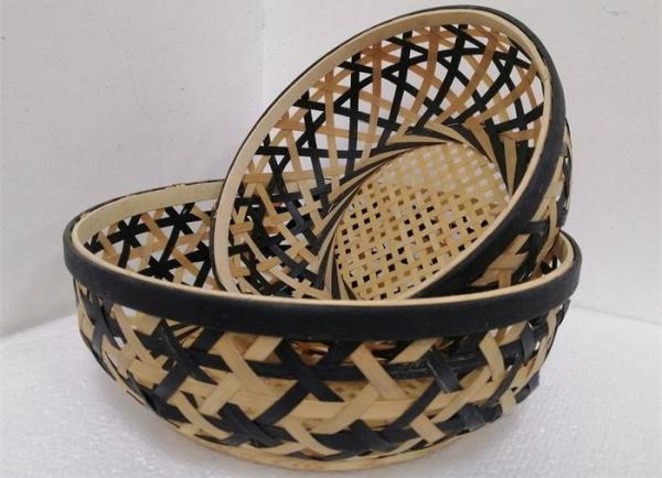 Buy cheap Set Of 2 Food Storage Round Vintage Bamboo Basket from wholesalers