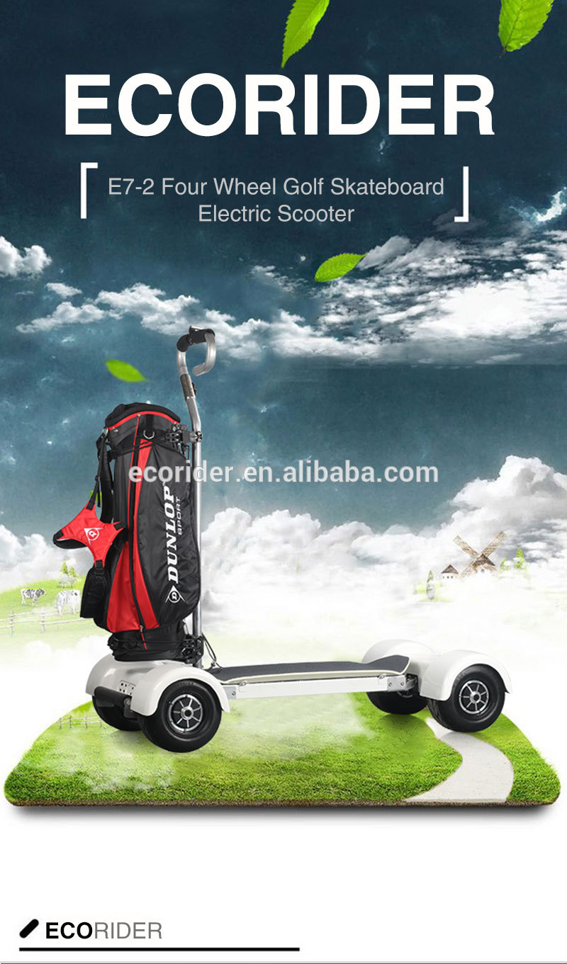 EcoRider Scooter Golf Bag Carrier 1000w Four Wheels 40-60KM Mileage Brushless DC Motor