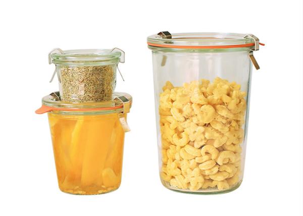 Quality Fancy Round Glass Food Storage Jars , Weck Glass Jars Heat Resistant Glass for sale