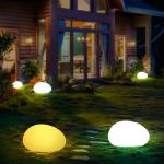 IP54 3.7V RGB Solar Lights Stone 16 Led Color Modes Garden Lawn 1800mAh