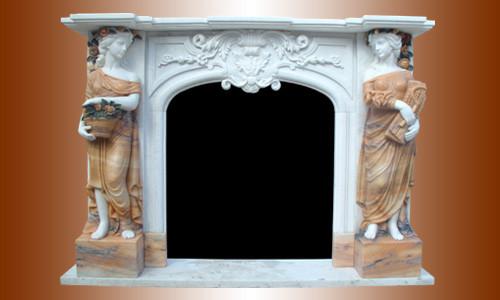 Buy cheap Nature Marble Statue fireplace mantel,China stone carving fireplaces supplier, decorative fireplace mantel for indoor from wholesalers