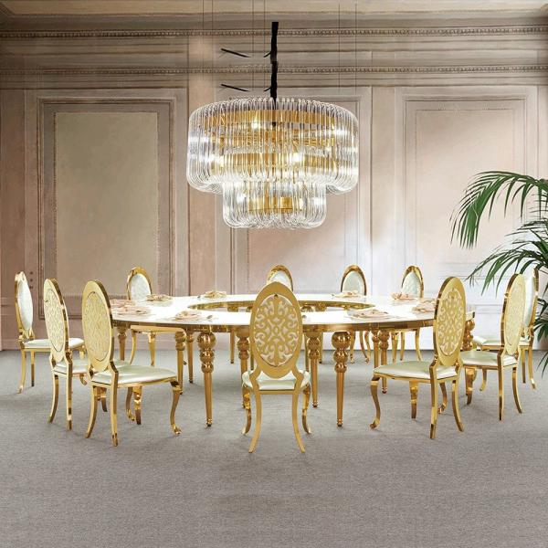 Buy cheap Half Marble SS Steel Furniture Round C Shaped 0.76m3 Golden Stainless Steel Table from wholesalers