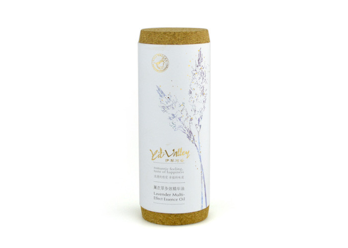 Elegant Gold Stamping Cardboard Tube Packaging with Cork for Perfume / Essential Oil