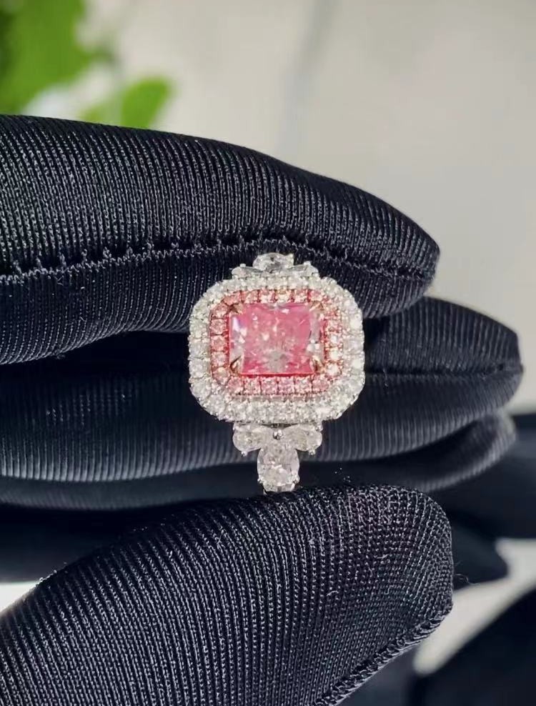 1ct Lab Diamond Jewelry Pink Cushion Diamond Ring 10 Mohs
