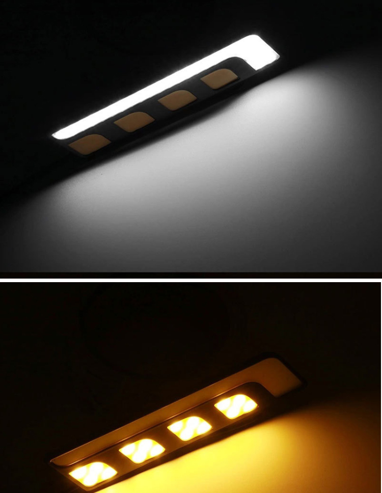 Two Color BMW Led Daytime Running Lights Aluminium Emergency Warning Strip Lamp Cob