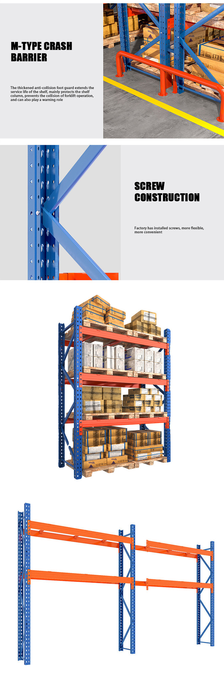 Customized Powder Coated Steel Warehouse Storage Racks