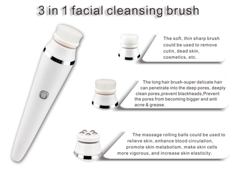 2 In 1 Facial Beauty Device Nylon Hair USB Electric Rotating Cleansing