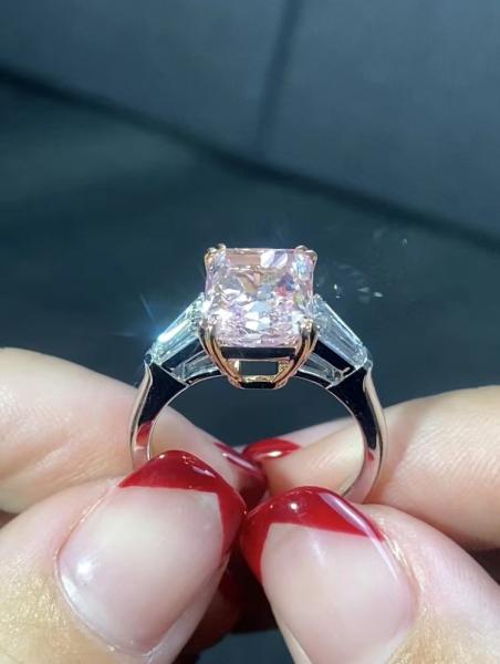 Buy cheap 5.7ct Lab Diamond Jewelry Pink Cushion Cut Engagement Rings VS2 from wholesalers