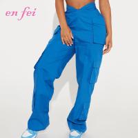 Buy cheap High Waist Loose Wide Leg Solid Color Multi Pocket Custom V Cut Casual Long product