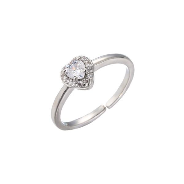 Buy cheap Adjustable Sterling Silver Crystal Jewelry Heart Women'S Diamond Band Rings from wholesalers
