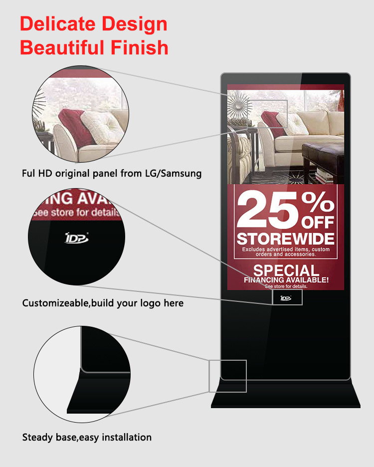 500Nits Commercial Digital Signage Displays 49 Inch Touch Screen For Chain Stores