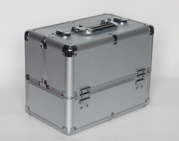 Buy cheap Silver Aluminum Cosmetic Train Box Double Open Aluminum Makeup Case For Artist With Tray from wholesalers