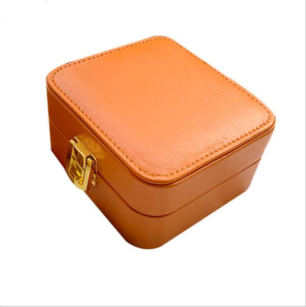 Buy cheap OEM Small Portable Jewelry Box With Lock PU Leather 10cm 5cm from wholesalers