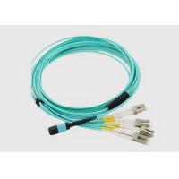 Buy cheap 8 Fiber OM3 Aqua Female to Male MPO to 4x LC Duplex Fiber Breakout Cable product