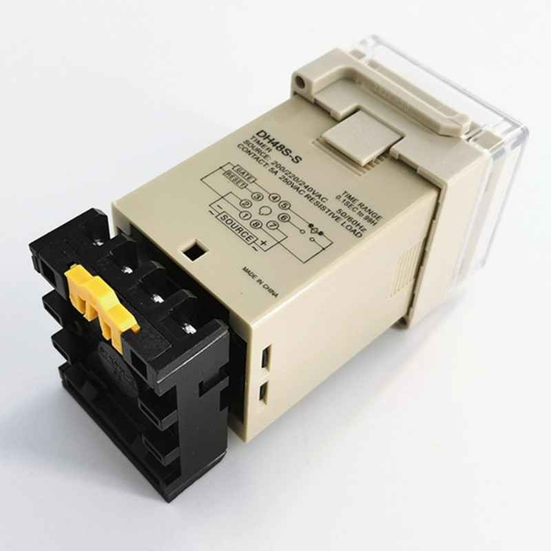 DH48S-S110V 220V 380V AC 24V 12V DC 0.01S - 99H 99M 8 Pins Digital Timer Switch Time Delay Relay with Base Socket