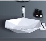 Non Porous Counter Top Bathroom Sink 650mm Irregular Shape Wash Basin