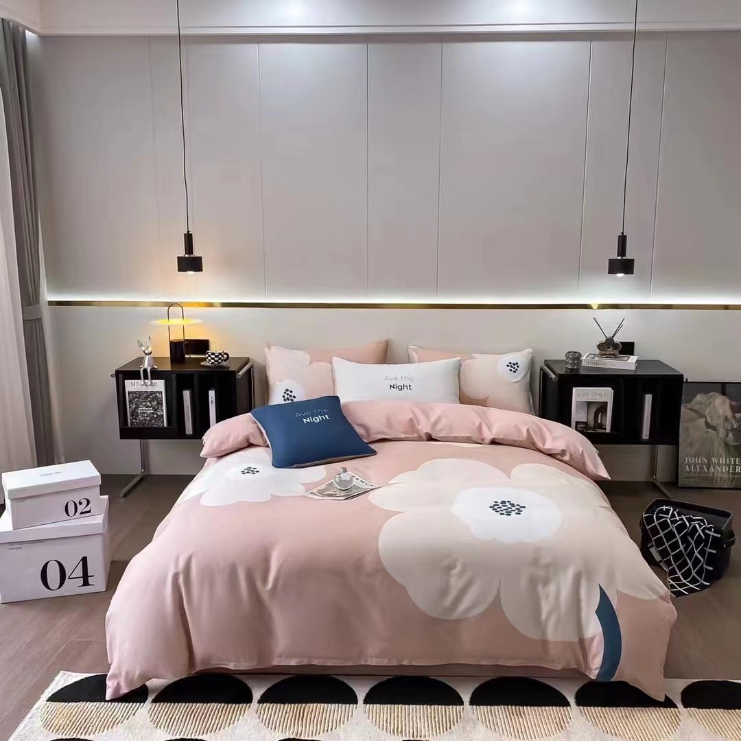 Skin-Friendly Aloe Cotton Four-Piece Duvet Cover Bedding Sheet Set with 133x72 Density