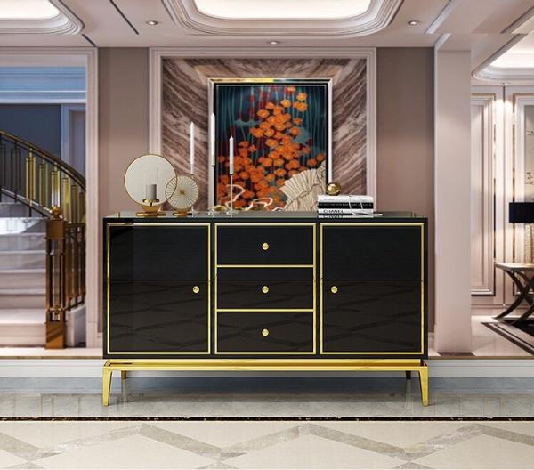 Buy cheap Luxury Design Living Room Side Cabinet With High Gloss Surface Steel Legs from wholesalers