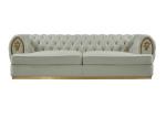 Handmade Genuine Leather Sofa Set High Density Foam White Leather Chesterfield
