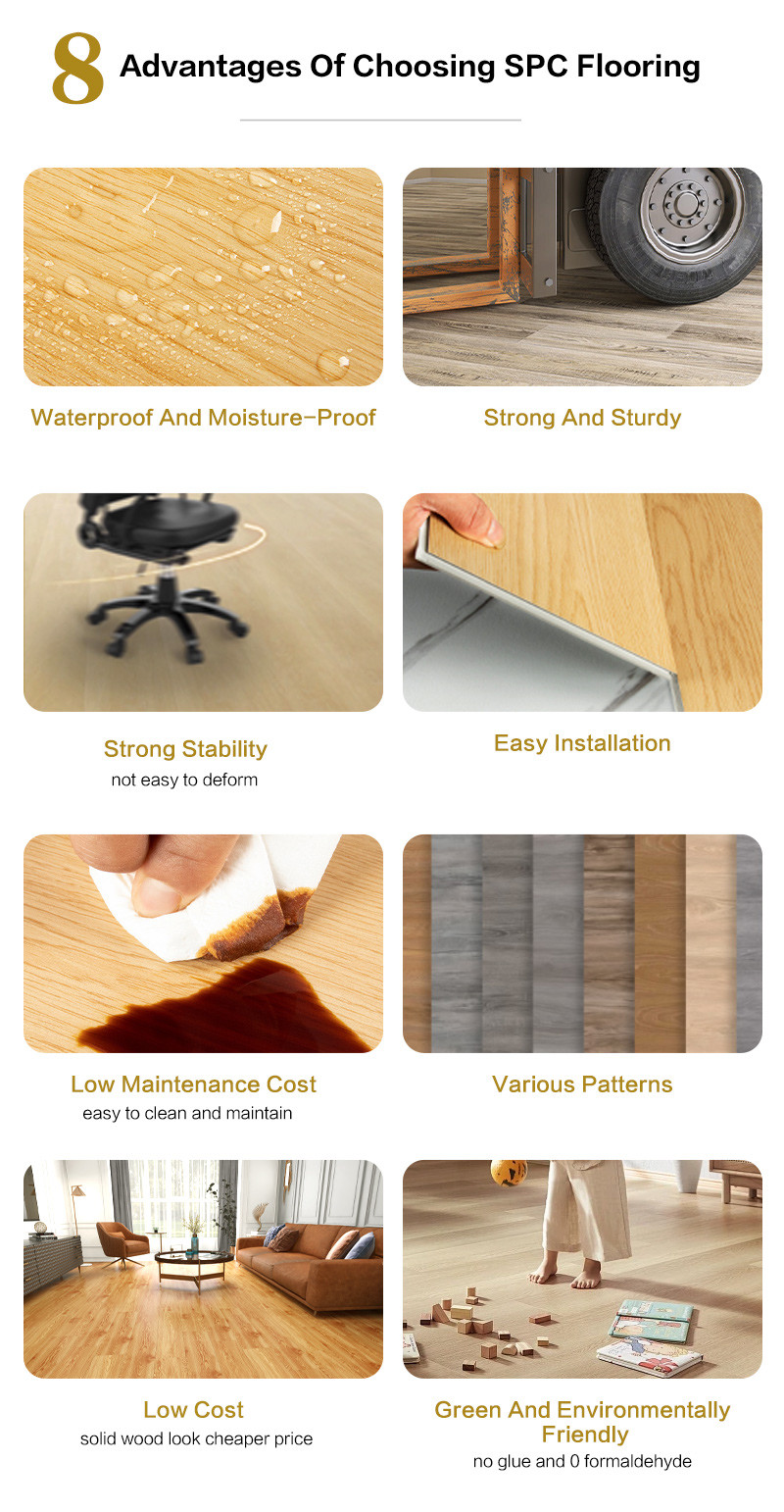 Waterproof 4mm 5mm 6mm Wood Grain Vinyl Plank Click Lock PVC Plastic SPC Flooring For Indoor