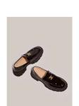Fashion Black Flat Loafer Shoes With Heels Height 4CM
