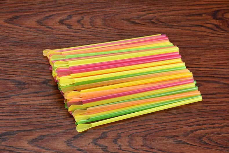 disposable plastic Spoon Straws for slush syrup for Milkshake Straw plastic straws