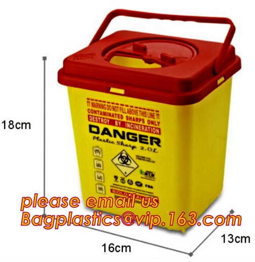 Syringe disposal Safety Sharps container, 5L 8L 10L 15L 23L Medical Biohazard Sharp Needle Container, Medical Plastic Di