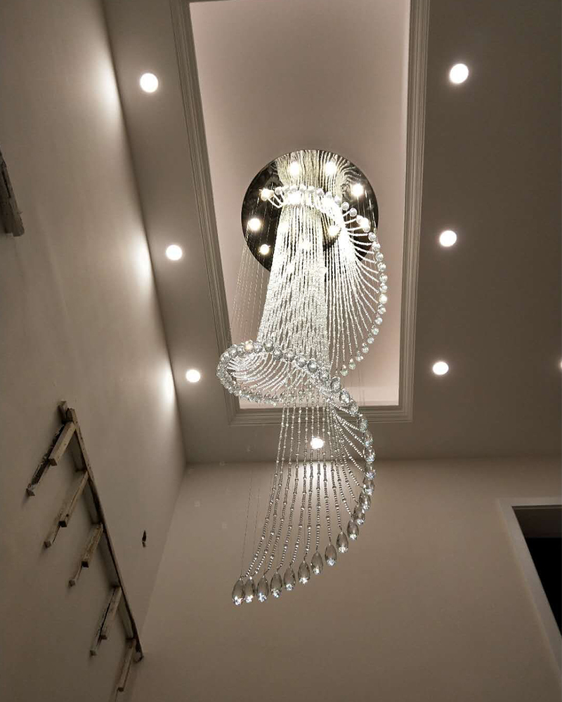 Crystal Room Lights Spiral K9 Crystal Staircase European Chandelier(WH-NC-21)