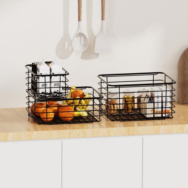 Buy cheap Household Storage Baskets For Home Cabinet Pantry Closet Kitchen Fridge Fruit Makeup Metal Wire Basket from wholesalers