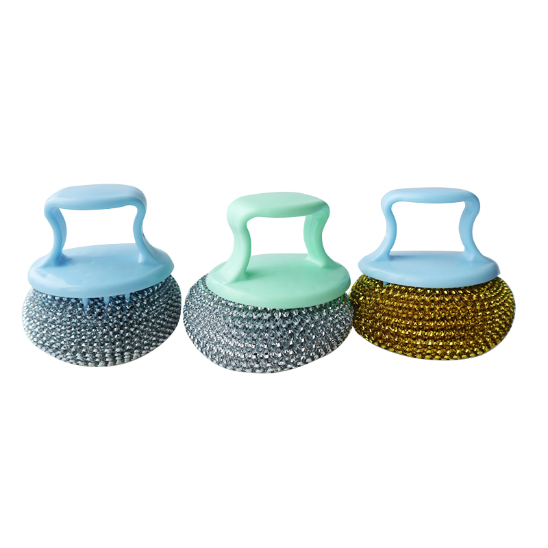 Plastic Handle Stainless Steel Wire Scrubber 6.7*6.7*6cm Sustainable