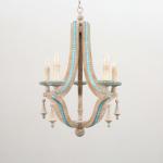 Turned wood chandelier pendant lamp Farm House Lighting (WH-CI-66)