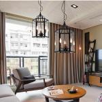 Vintage Led Candle Chandelier Black Candlesticks Bird Cages Living Rroom Loft