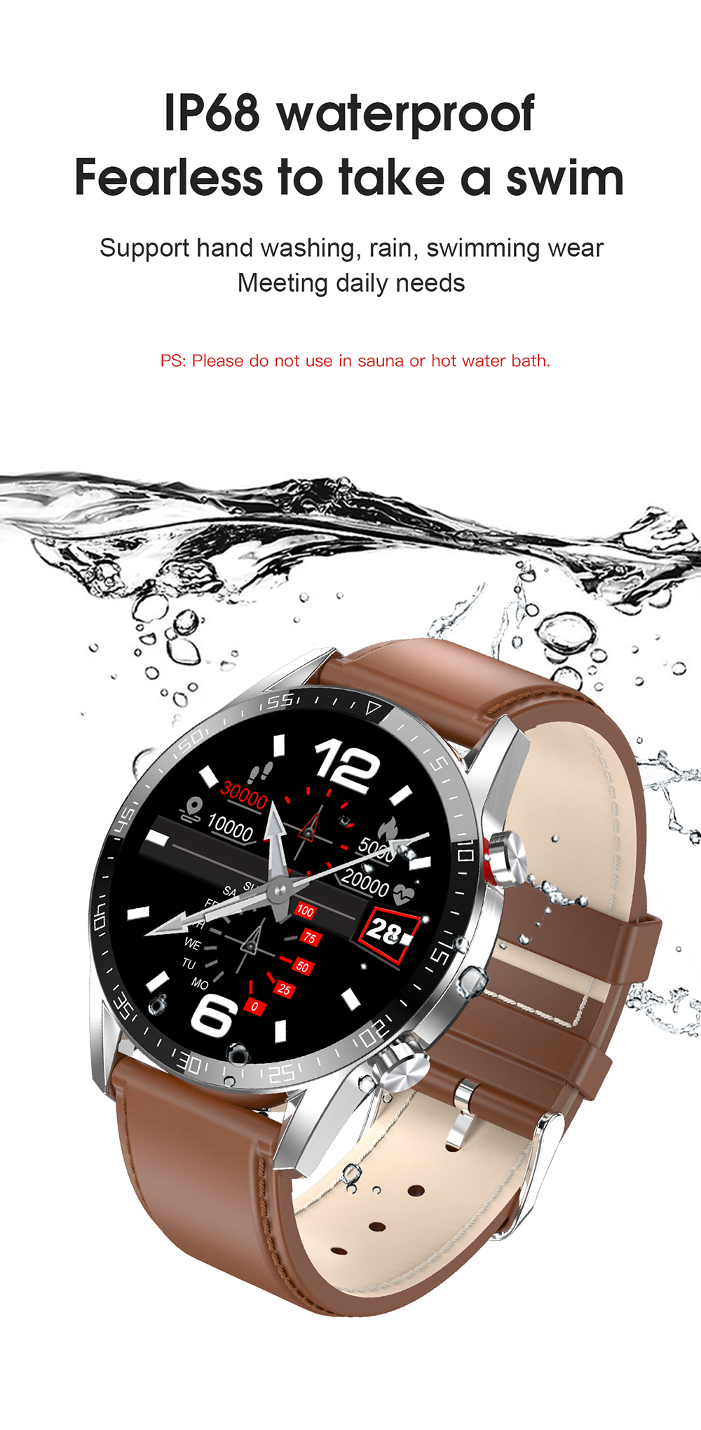 L13 Ble Call 1.3 Inch Touch Screen IP68 Waterproof Smart Watch