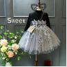 Buy cheap 120cm Girls Child Light Grey Tulle Net Yarn Skirt Princess Dress Black Shirt from wholesalers