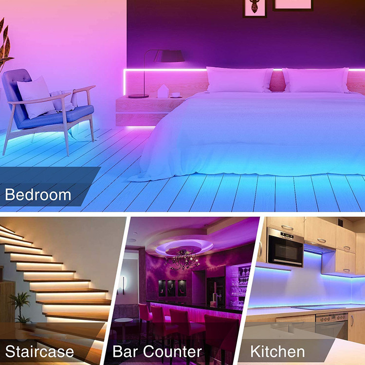 32.8ft RGB Smart LED Light Strip Music Sync Color Changing LED Strip Lights 7.2W/M