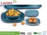 Food Safe Durable Bamboo Fiber Dinnerware , Square Navy Blue Bamboo Tableware