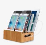 Cable Management Wooden Phone Charging Station Bamboo Box Holder