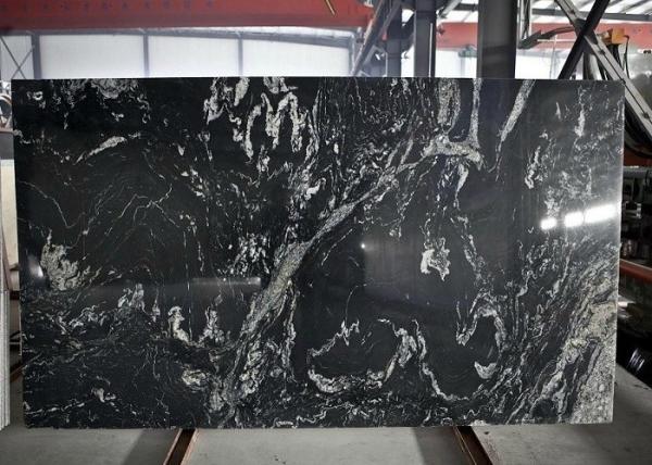 Buy cheap Fantasy White Black Natural Stone Slabs Polished / Custom Surface from wholesalers