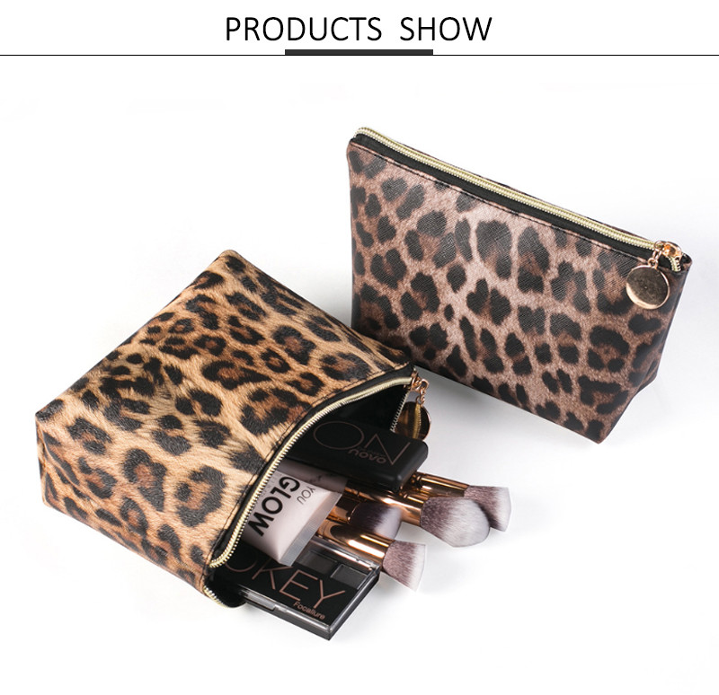 Multifunctional Leopard Print PU Makeup Travel Bag