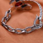 Handmade Sterling Silver Chain Link Phoenixes Synthetic Garnet Charm Women
