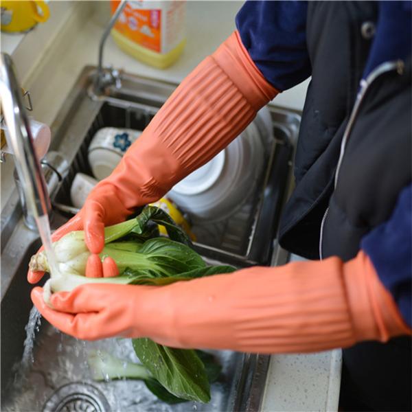 Buy cheap Flocklined Extra Long Sleeve Rubber Gloves No Odor High Latex Content from wholesalers