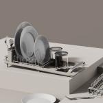 Metal Wire Utensils Holder Dish Draining Board Rack Kitchen Organization